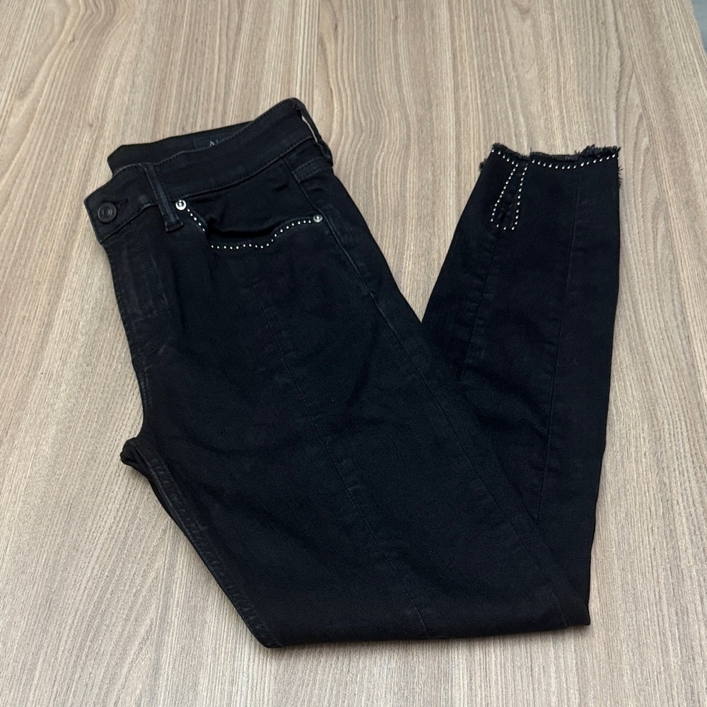 Allsaints Miller Size Me Studded Skinny Jeans Women’s Black Stretch Medium